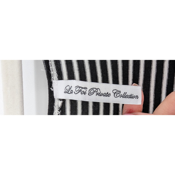 Black Chevron Striped Maximalist Casual V Neck Parisian Maxi Dress Small - Picture 5 of 7